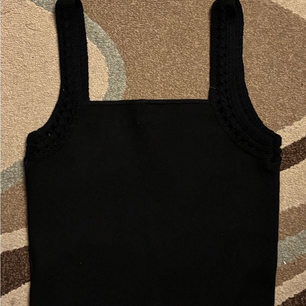 Aerie Crochet/ Sweater Black Tank Top